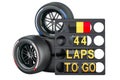 Belgian racing, pit board with flag of Belgium and racing wheels with different compounds type tyres. 3D rendering Royalty Free Stock Photo