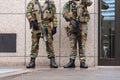 Belgian soldiers guard European institutions legs