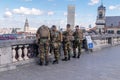 Belgian soldiers at place Poelaert Brussels near Memorial for the Belgian Foot Soldiers Royalty Free Stock Photo