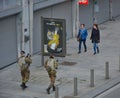 Belgian soldiers securing the streets