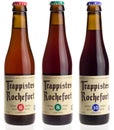 Belgian trappist beer Rochefort 6, 8, and 10 isolated on white