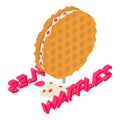 Belgian waffle icon isometric vector. Traditional waffle with sweet filling icon