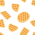 Belgian Waffle Seamless Pattern Drawing. Gold belgian dessert background. breakfast sweet cooky vector drawing tile