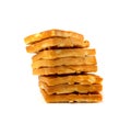 Belgian Waffle Stack Isolated, Square Waffled Cookie, Soft Golden Belgian Waffles, Wafer Biscuit Breakfast