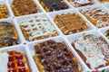 Belgian waffles in bakery Royalty Free Stock Photo