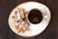 Belgian waffles with coffee cup Royalty Free Stock Photo
