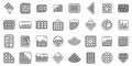 Belgian waffles icons set outline vector. Belgium appetizer cream