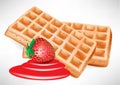 Belgian waffles with strawberry Royalty Free Stock Photo