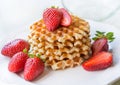 Belgian waffles with strawbery