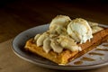 Belgian Waffles Toast With Ice Scream. Tasty, Delicious Food For Eat. With empty space for copy paste