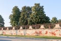 Belgioioso castle detail walls trees panorama landscape vision detail road streets Italy italian