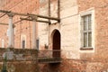 Belgioioso characteristic ancient castle perspective walls lace Po Valley particular detail balcony windows battlements lace Italy Royalty Free Stock Photo