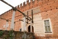 Belgioioso characteristic ancient castle perspective walls lace Po Valley particular detail balcony windows battlements lace Italy Royalty Free Stock Photo