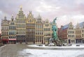 Belgium. Antwerp. The Grote Markt. Building Guilds. Brabo Fountain. Royalty Free Stock Photo