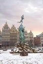 Belgium. Antwerp. The Grote Markt. Building Guilds. Brabo Fountain. Royalty Free Stock Photo