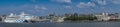 Belgium, Antwerp right bank as seen from the left bank on a sunny day panorama