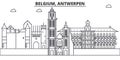 Belgium, Antwerpen architecture line skyline illustration. Linear vector cityscape with famous landmarks, city sights Royalty Free Stock Photo