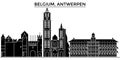 Belgium, Antwerpen architecture vector city skyline, travel cityscape with landmarks, buildings, isolated sights on Royalty Free Stock Photo