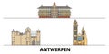 Belgium, Antwerpen flat landmarks vector illustration. Belgium, Antwerpen line city with famous travel sights, skyline Royalty Free Stock Photo