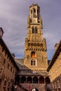 Belgium, Bruges, Belfry of Bruges, a large brick building with a