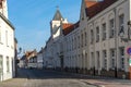 Belgium, Bruges, a empty street next to a building