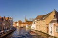 Belgium, Bruges, Flanders tourist boar on the canal in Bruges