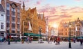 Belgium. Bruges. Market Square. Historic center. Royalty Free Stock Photo