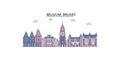 Belgium, Bruges tourism landmarks, vector city travel illustration