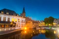 Belgium, Brugge, old European town, night view Royalty Free Stock Photo