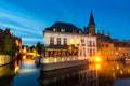 Belgium, Brugge, old European town, night view Royalty Free Stock Photo