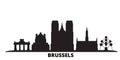 Belgium, Brussels city skyline isolated vector illustration. Belgium, Brussels travel black cityscape