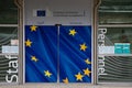 Belgium, Brussels, Entrance to the Berlaymont, headquarters of the European Commission Royalty Free Stock Photo