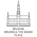 Belgium, Brussels, The Grand Place travel landmark vector illustration