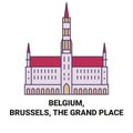 Belgium, Brussels, The Grand Place travel landmark vector illustration