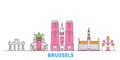 Belgium, Brussels line cityscape, flat vector. Travel city landmark, oultine illustration, line world icons