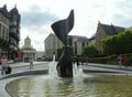 Belgium, Brussels, Mont des Arts, fountain with sculpture Royalty Free Stock Photo