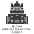 Belgium, Brussels, The National Basilica travel landmark vector illustration