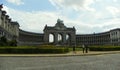 Belgium, Brussels, Park of the Fiftieth Anniversary (Cinquantenaire), view of the Triumphal Arch and pavilions