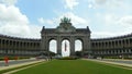 Belgium, Brussels, Park of the Fiftieth Anniversary (Cinquantenaire), view of the Triumphal Arch and pavilions