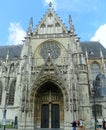 Belgium, Brussels, Regentschapsstraat, church of Our Blessed Lady of the Sablon, the main entrance and facade of the church Royalty Free Stock Photo
