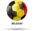 Belgium card with soccer ball in colors of national flag. Royalty Free Stock Photo