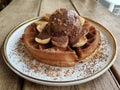 Belgium Chocolate Ice Cream with Banana & Waffle