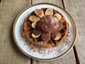 Belgium Chocolate Ice Cream with Banana & Waffle