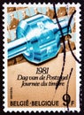 BELGIUM - CIRCA 1981: A stamp printed in Belgium shows Stamp Transfer-roller depicting A. de Cock founder of Postal Museum.