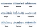 Belgium main cities cityscapes in tints of blue color palette.CÂ¡rystal aesthetics style