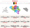 Belgium map with main cities skylines