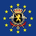 Belgium coat of arms on the European Union flag Royalty Free Stock Photo
