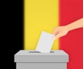 Belgium election banner background. Ballot Box with blurred flag Template for your design