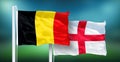 Belgium - England, FINAL OF FIFA World Cup, Russia 2018, National Flags Royalty Free Stock Photo