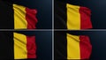 belgium flag brussels sign belgian tricolor set 4 Royalty Free Stock Photo